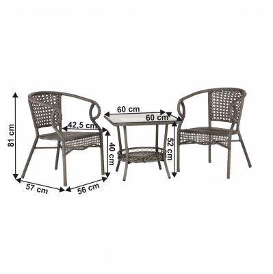 Set de de gradina masa 2 scaune gri TODOR [2]