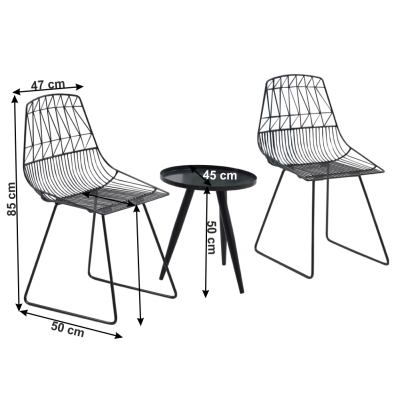Set de gradina masa 2 scaune negru SAHIR [1]