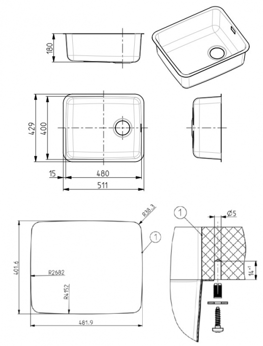 Chiuveta Luno 40 satin [5]