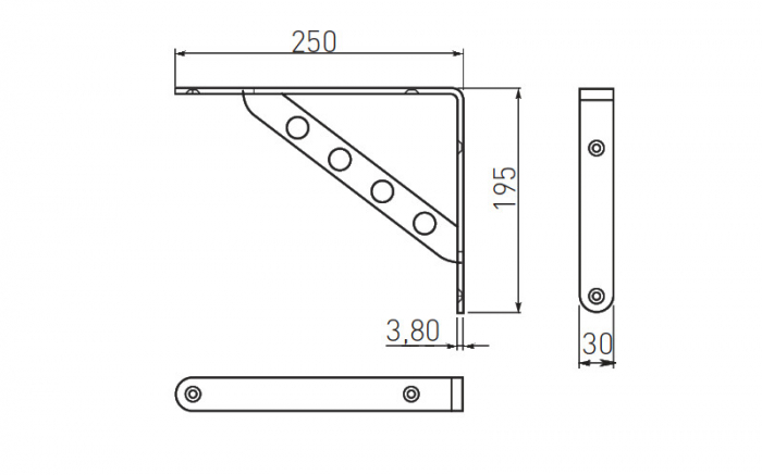 Consola metalica 250x195 mm, finisaj crom [2]
