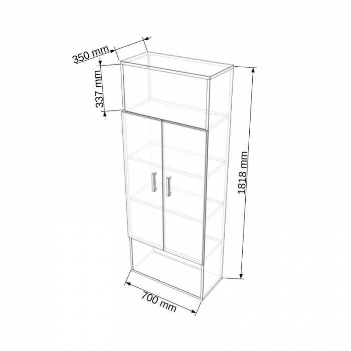 Dulap modular Duo 1G-2U-2P-1G 700 x 350 x 1818 mm [2]