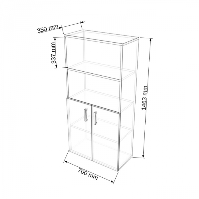 Dulap modular Duo 2U-1P-2G 350 x 350 x 1463 mm [2]