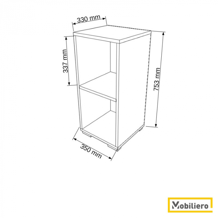Etajera modulara Uno 2 compartimente 350 x 330 x 753 mm [2]