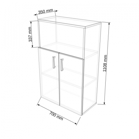 Dulap modular Duo 2U-1P-1G 700 x 350 x 1108 mm [1]