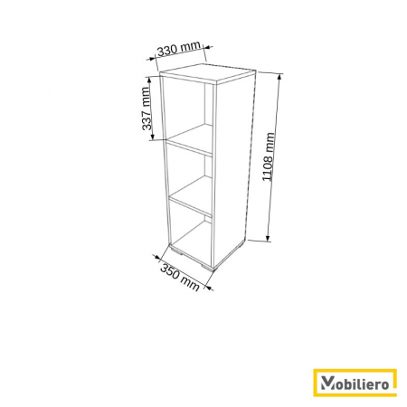Etajera modulara Uno 3 compartimente 350 x 330 x 1108 mm [1]