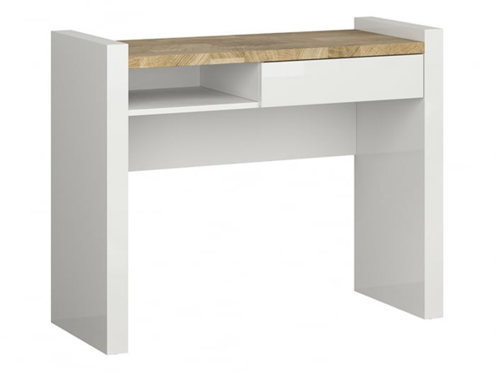 Alameda Dormitor modular, Set-A (dulap+ pat 160A + 2 noptiere + kom4S + toaleta), alb lucios si stejar. [15]