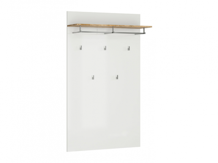 Alameda, hol Set-A (dulap + pantofar + cuier), alb lucios si stejar, (L/ad./h):182/37/201 cm. [9]