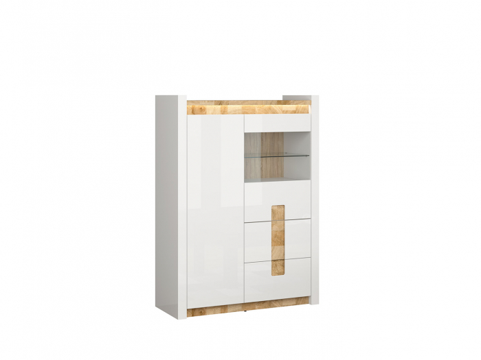 Alameda vitrina REG1W1D2S, alb/stejar, (L/ad./h):102/41/141 cm. [2]