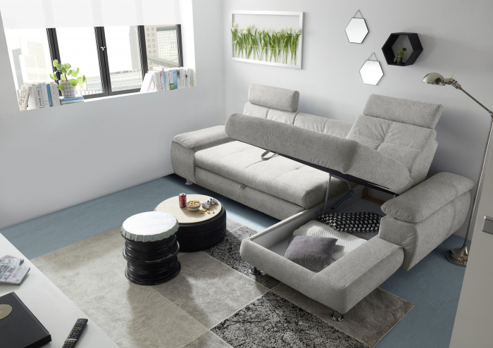 ALBA, coltar extensibil, functie somn si relaxare, 2F-RECBK, dreapta, stofa gri brego 07, 274x177x88, ext.210x132cm. [3]