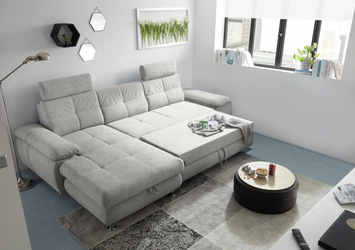 ALBA, coltar extensibil, functie somn si relaxare, RECBK-2F, stanga, stofa gri brego 07, 274x177x88, ext.210x132cm. [2]