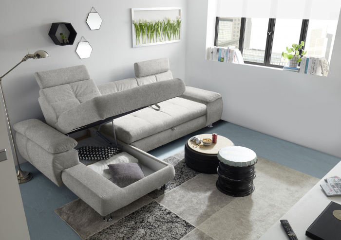 ALBA, coltar extensibil, functie somn si relaxare, RECBK-2F, stanga, stofa gri brego 07, 274x177x88, ext.210x132cm. [3]