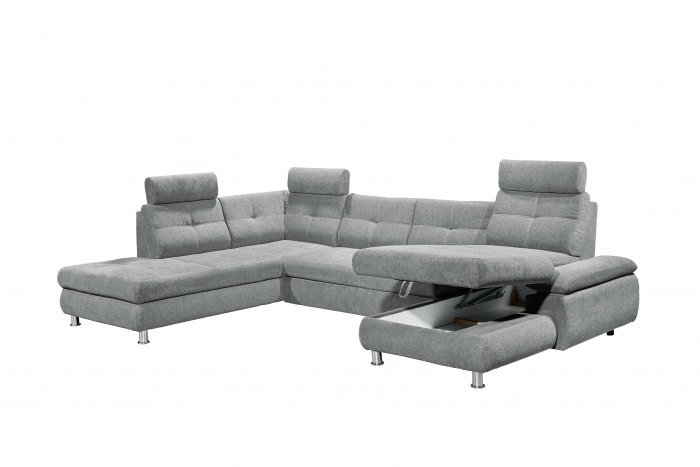 ALBA, coltar U pentru living, extensibil, functie somn si relaxare OTM.2F.RECBK, stanga, stofa gri brego 09, 349x233x88, ext.275x127cm. [3]