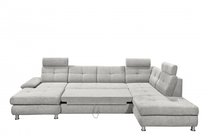 ALBA, coltar U pentru living, extensibil, functie somn si relaxare RECBK.2F.OTM, dreapta, stofa gri silver brego 07, 349x233x88, ext.275x127cm. [4]