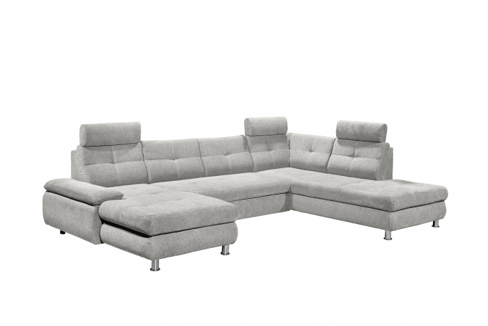 ALBA, coltar U pentru living, extensibil, functie somn si relaxare RECBK.2F.OTM, dreapta, stofa gri silver brego 07, 349x233x88, ext.275x127cm. [2]
