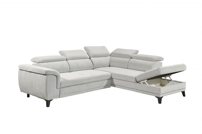 ALBANY, coltar pentru living, extensibil, functie somn si relaxare 2F-OTMBK, dreapta, stofa gri silver thor 02, 274x231x80(103), ext.194x120cm. [3]