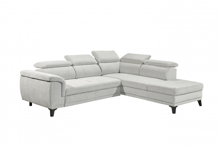ALBANY, coltar pentru living, extensibil, functie somn si relaxare 2F-OTMBK, dreapta, stofa gri silver thor 02, 274x231x80(103), ext.194x120cm. [2]