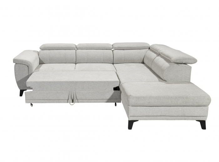 ALBANY, coltar pentru living, extensibil, functie somn si relaxare 2F-OTMBK, dreapta, stofa gri silver thor 02, 274x231x80(103), ext.194x120cm. [5]