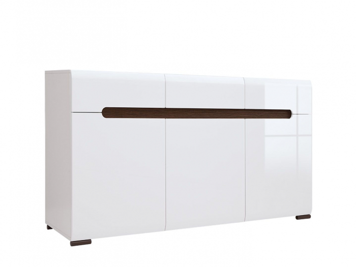 Azteca Comoda KOM3D3S, 3 usi si 3 sertare, front MDF culoare alb lucios, 150/41/84 cm. [2]