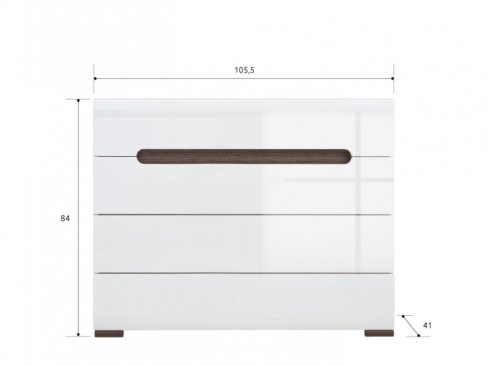 Azteca Comoda KOM4S, 4 sertare, front MDF culoare alb lucios, 106/41/84 cm. [3]