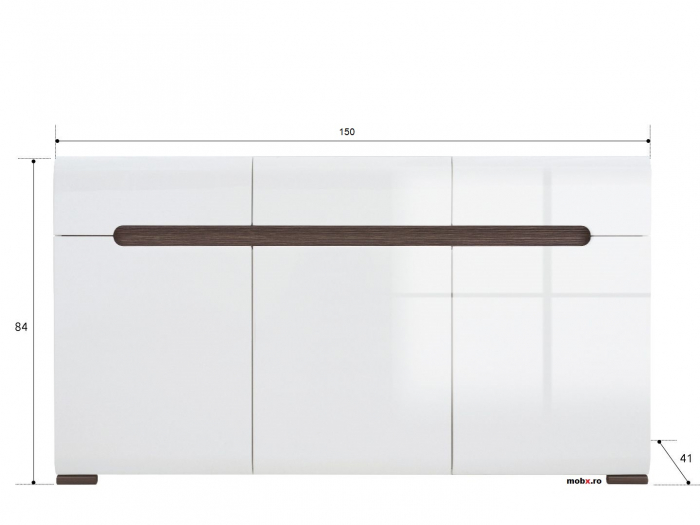 Azteca Comoda KOM3D3S, 3 usi si 3 sertare, front MDF culoare alb lucios, 150/41/84 cm. [4]