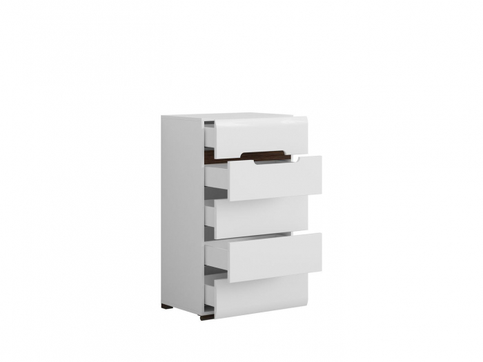 Azteca Comoda KOM5S, 5 sertare, front MDF culoare alb lucios, 60/41/105 cm. [4]