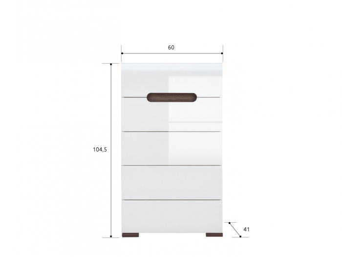 Azteca Comoda KOM5S, 5 sertare, front MDF culoare alb lucios, 60/41/105 cm. [3]