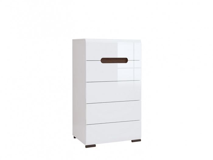 Azteca Comoda KOM5S, 5 sertare, front MDF culoare alb lucios, 60/41/105 cm. [2]