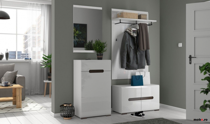 Azteca Comoda SFK2D, front MDF culoare alb lucios, 90/38/53 cm. [4]
