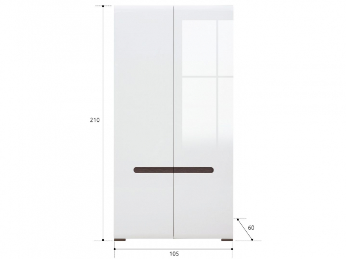 Azteca Dulap SZF2D, front MDF culoare alb lucios, 105/60/210cm. [5]
