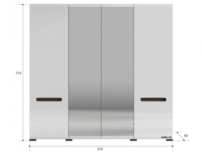 Azteca Dulap SZF2D2L, front MDF culoare alb lucios, 220/60/210cm. [4]