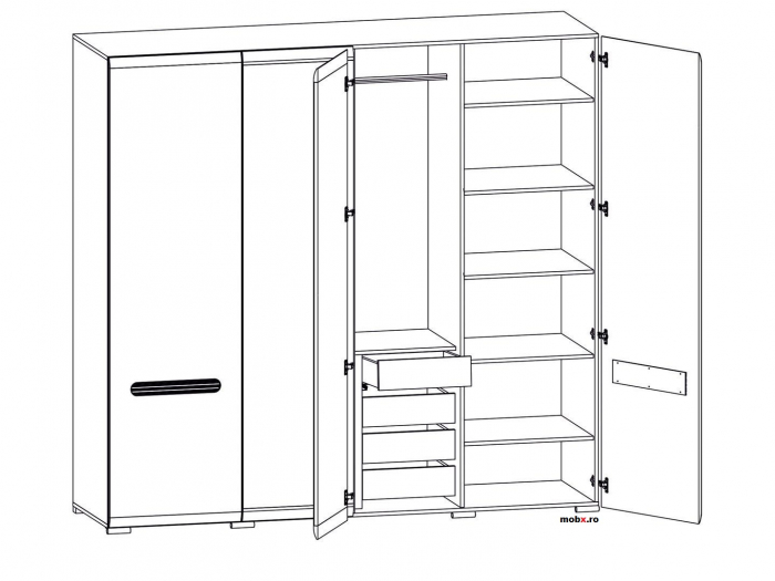 Azteca Dulap SZF2D2L, front MDF culoare alb lucios, 220/60/210cm. [5]