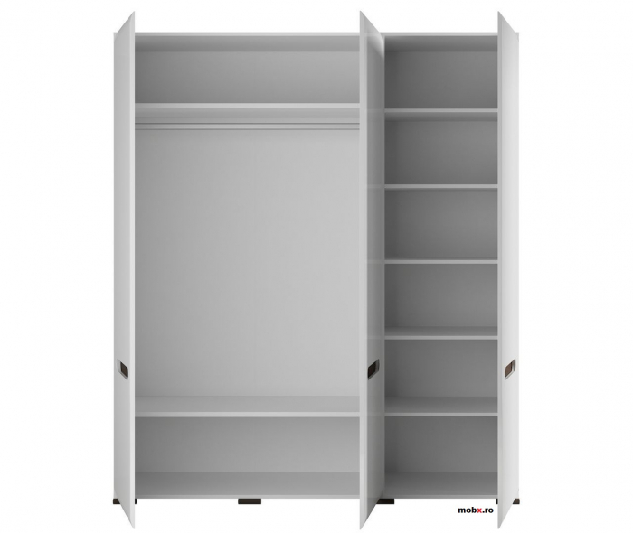 Azteca Dulap SZF3D, front MDF culoare alb lucios, 180/60/210cm. [4]