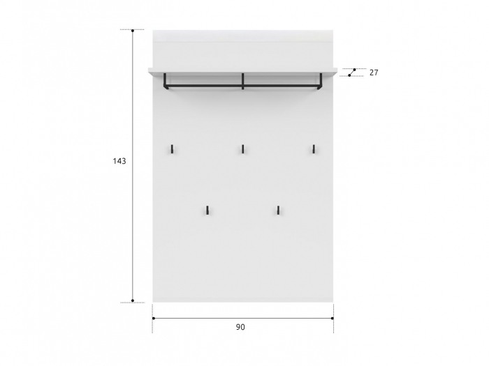 Azteca, Hol Set-A, front MDF, alb lucios, (L/ad./h):150/38/210 cm. [12]