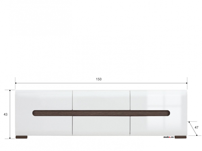 Azteca, Living Set-A, front MDF, alb lucios, (L/ad./h):300/47/210 cm. [3]