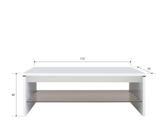Azteca Masuta cafea LAW11, MDF culoare alb lucios, 110/65/40 cm. [2]