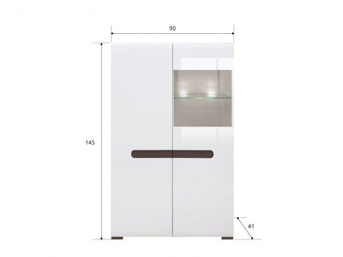 Azteca Vitrina REG1W1D/14/9, front MDF culoare alb lucios, 90/41/145 cm. [2]