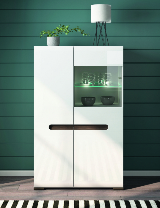 Azteca Vitrina REG1W1D/14/9, front MDF culoare alb lucios, 90/41/145 cm. [5]