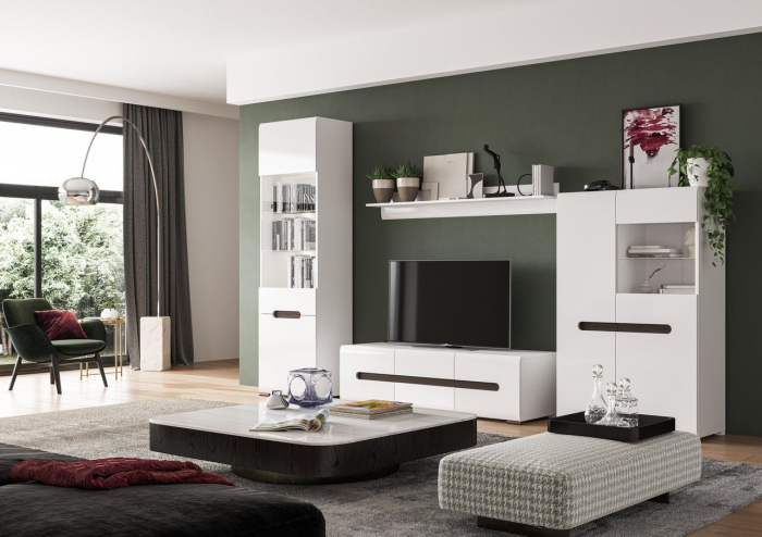 Azteca Vitrina REG1W1D/21/6, front MDF culoare alb lucios, 60/41/210 cm. [4]