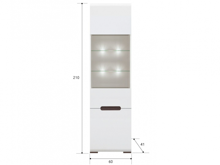 Azteca Vitrina REG1W1D/21/6, front MDF culoare alb lucios, 60/41/210 cm. [2]