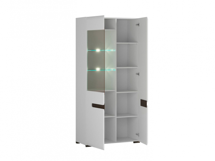 Azteca Vitrina REG1W1D/21/9, front MDF culoare alb lucios, 90/41/210 cm. [3]