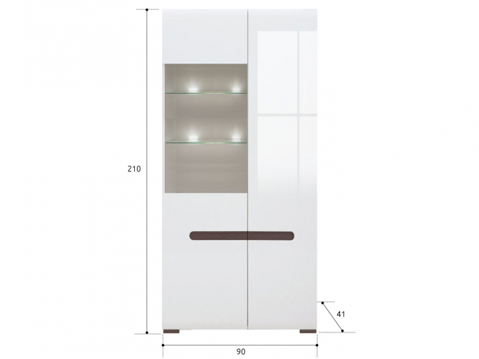 Azteca Vitrina REG1W1D/21/9, front MDF culoare alb lucios, 90/41/210 cm. [2]