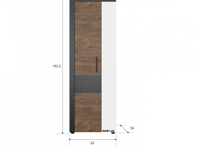Brownie Dulap hol SZF1D1M front culoare stejar castan si gri, 65/34/193 cm. [2]