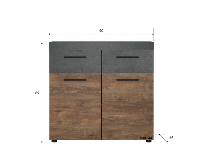 Brownie Garderoba Set-1, stejar castan si gri matera, 235/37/193 cm. [11]