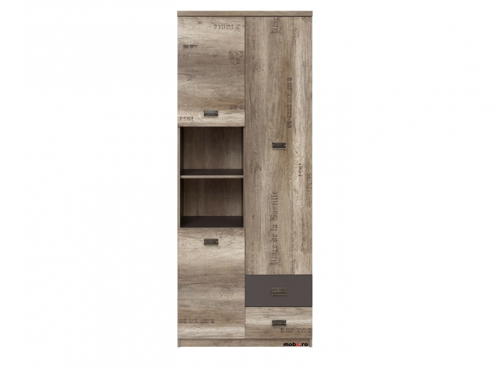 Camera tineret Malcolm-Set1, culoare stejar canyon/gri, 281x65x217cm [11]