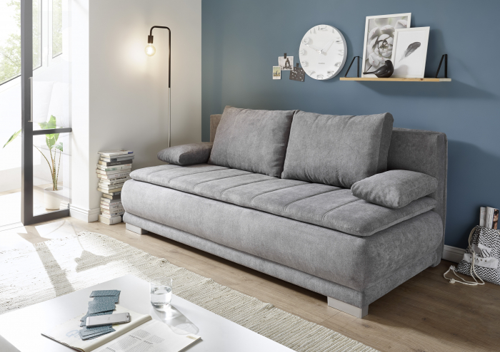 Canapea ELIAS LUX, 3 locuri extensibila cu functie de somn, relaxare si depozitare, stofa gri inchis Uran 03, 208x105x93, ext.207x162cm [4]