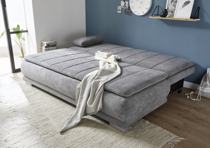 Canapea ELIAS LUX, 3 locuri extensibila cu functie de somn, relaxare si depozitare, stofa gri inchis Uran 03, 208x105x93, ext.207x162cm [5]
