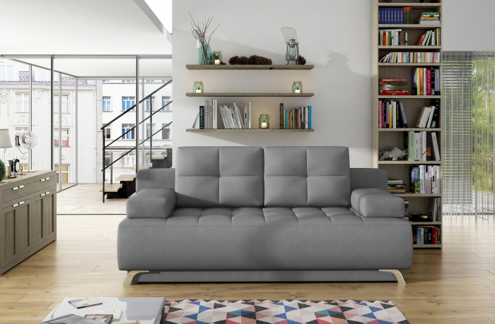 Canapea extensibila OSLO, stofa gri, cu lada depozitare, 197x94x90, ext.194x144cm [3]