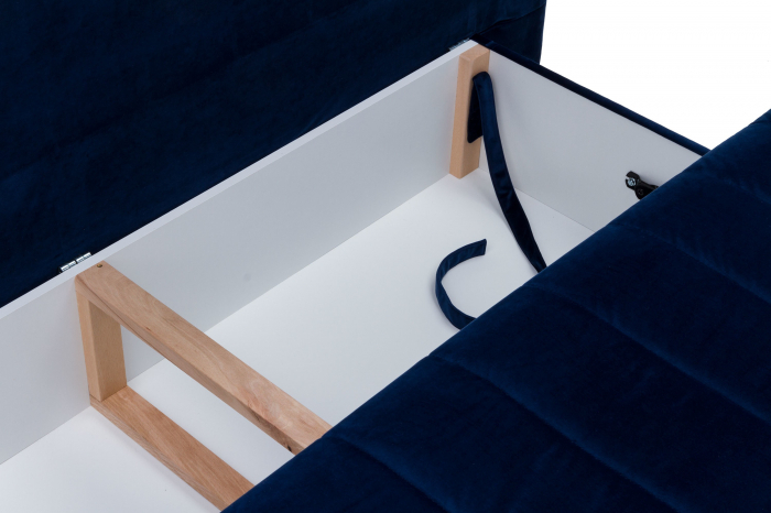 Canapea HARRY, 3 locuri extensibila cu functie de somn, relaxare si depozitare, stofa blue Riviera 81 , 208x96x102, ext.200x160cm [9]
