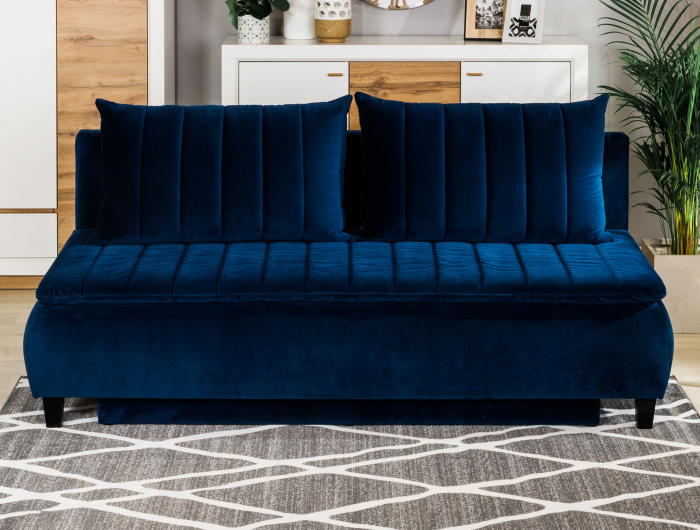 Canapea HARRY, 3 locuri extensibila cu functie de somn, relaxare si depozitare, stofa blue Riviera 81 , 208x96x102, ext.200x160cm [9]
