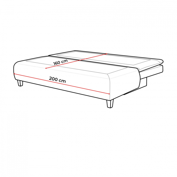 Canapea HARRY, 3 locuri extensibila cu functie de somn, relaxare si depozitare, stofa gri Bonn 91 , 208x96x102, ext.200x160cm [8]